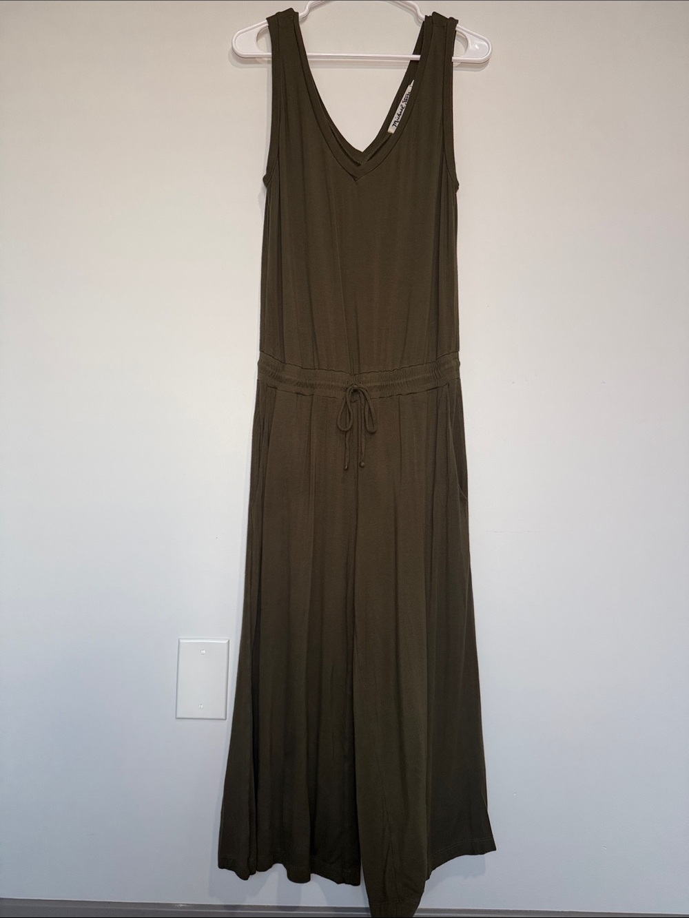 Michael Stars Olive Sleeveless V-Neck Maxi Jumpsuit Dress